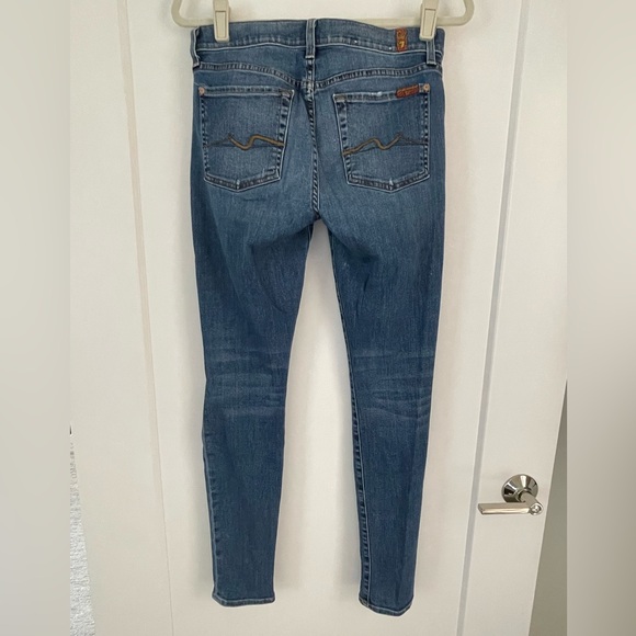 7 For All Mankind Distressed Skinny Jeans – Size 28, Medium Wash - Picture 2 of 5